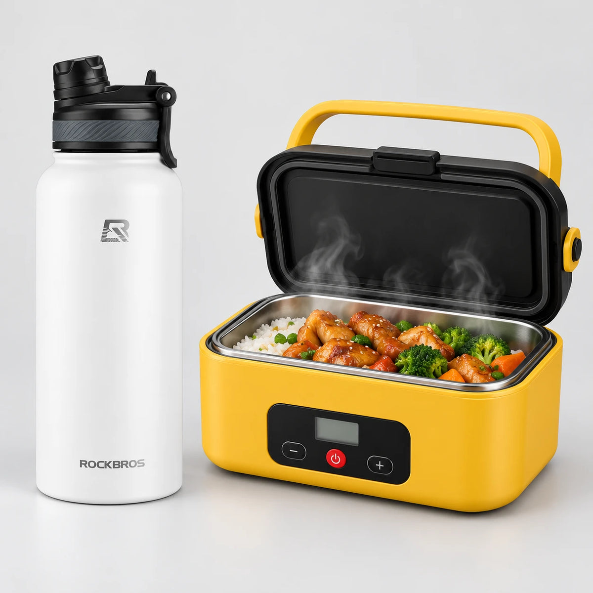 White work flask with the HotShift heated lunch box